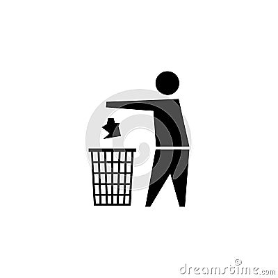 Black icon to dispose of trash in special waste bins. Used goods container sign. The symbol is to observe cleanliness and order. A Vector Illustration